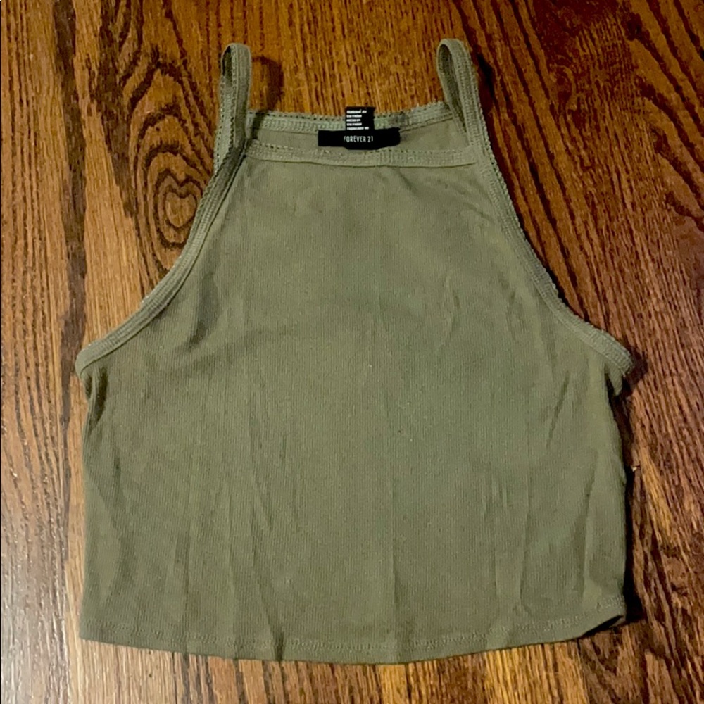Forever 21 green high rise crop top- size medium